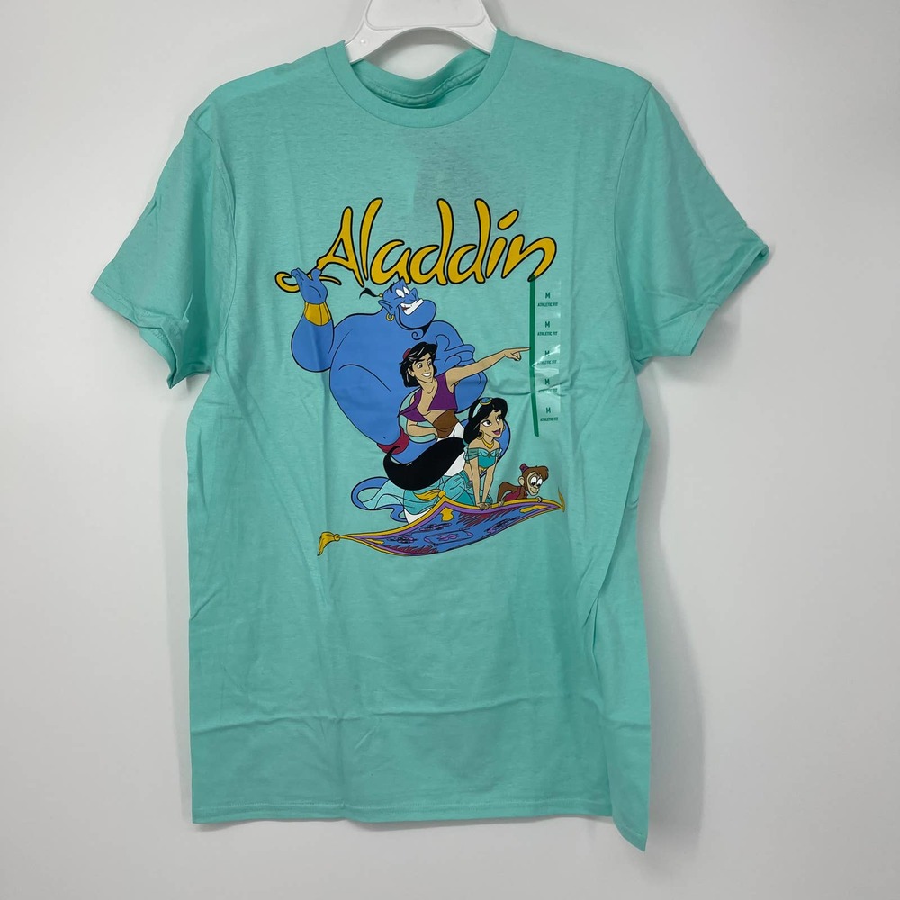 DISNEY ALADDIN FLYING BUDDIES COTTON UNISEX TEE MINT GREEN MEDIUM